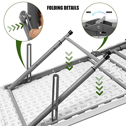 4 Foot Heavy Duty Plastic Folding Table with Carrying Handle M532651