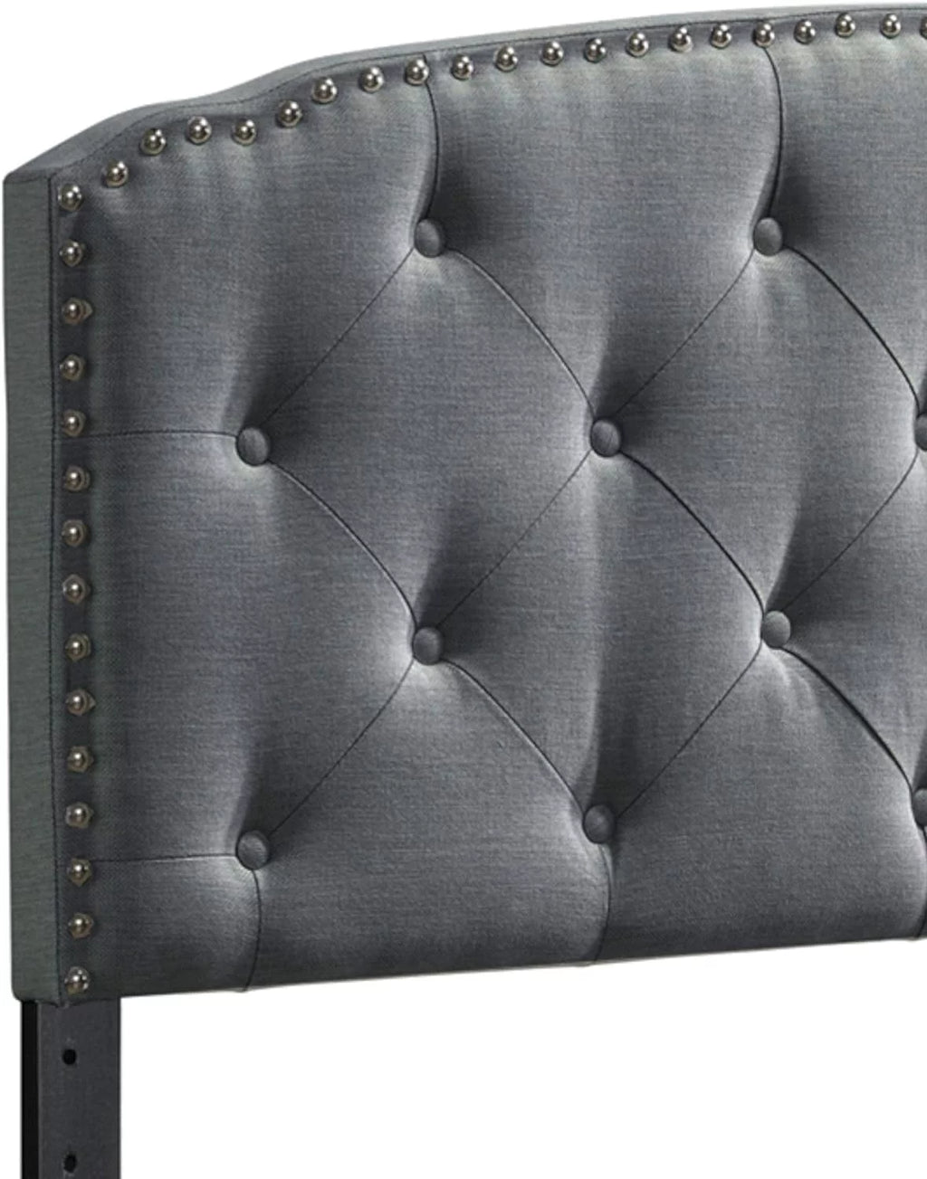 Queen Size Grey Polyester Blend Upholstered Headboard P338527