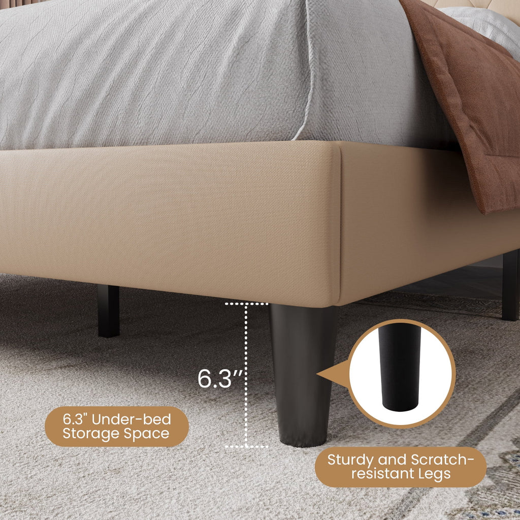 Black Queen Size Platform Bed Frame with Adjustable Tufted Headboard S675003