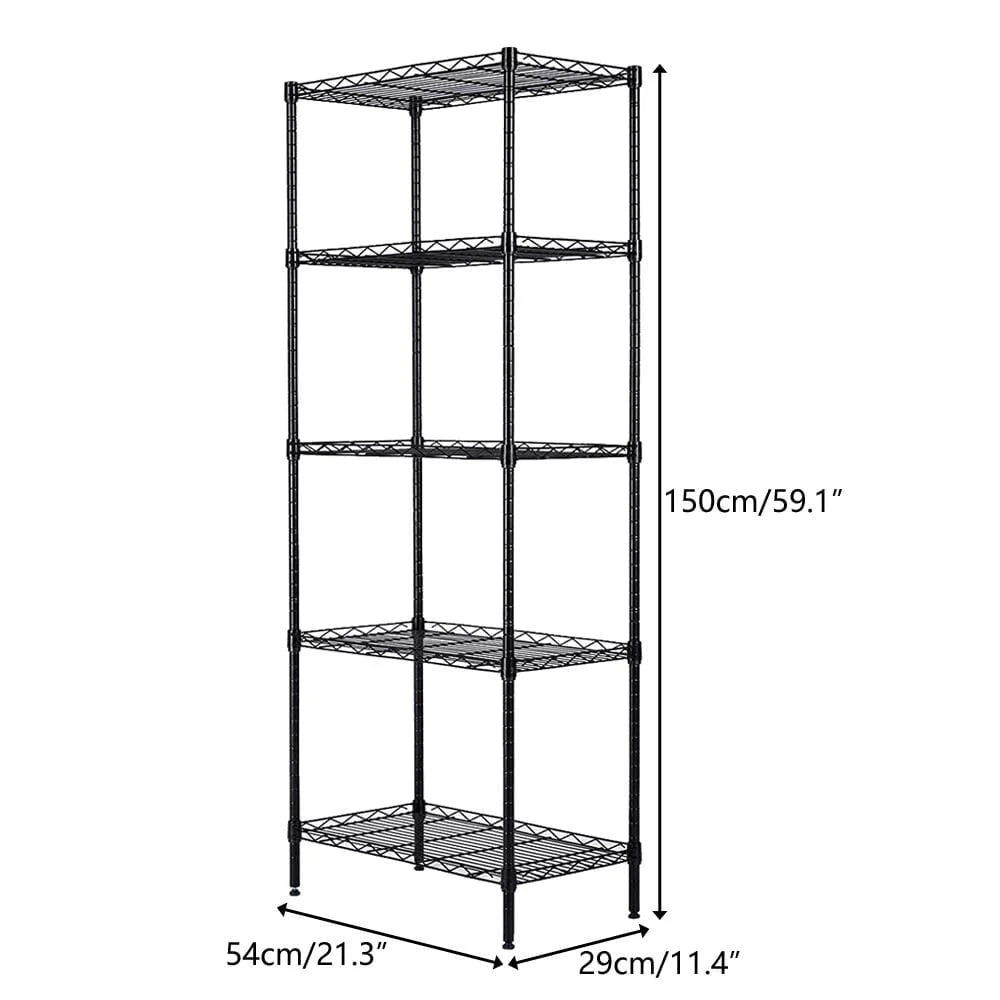 5 Tier Black Steel Wire Shelving Storage Rack I600