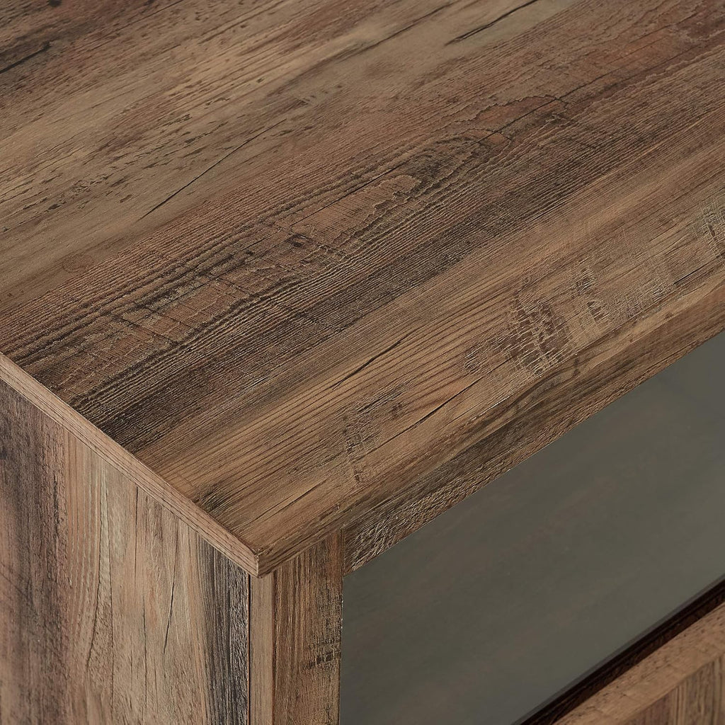 70 Inch Rustic Oak Glass and Wood TV Stand D229