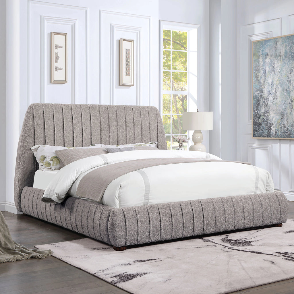 Gray California King Fabric Panel Bed D181