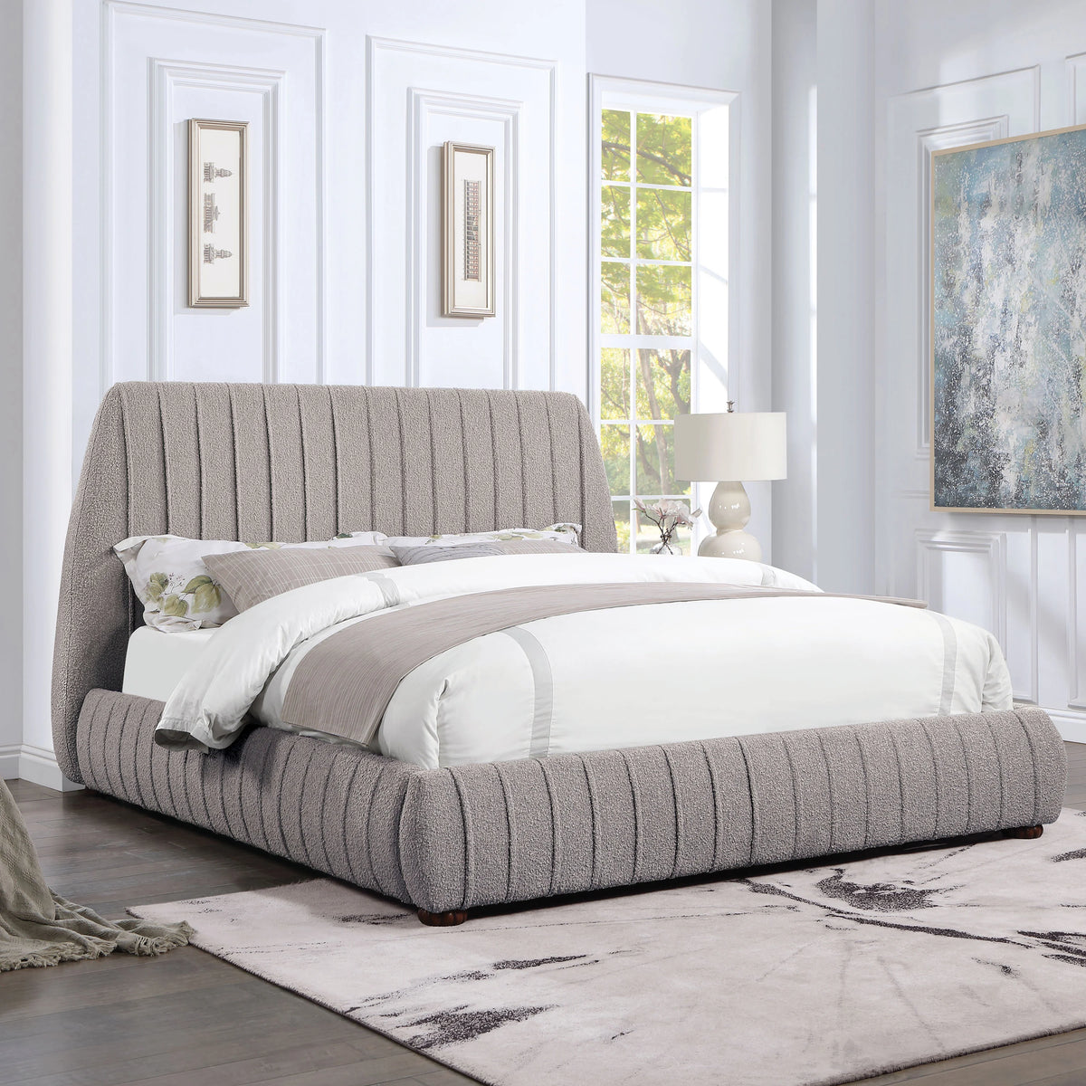 Gray California King Fabric Panel Bed D181