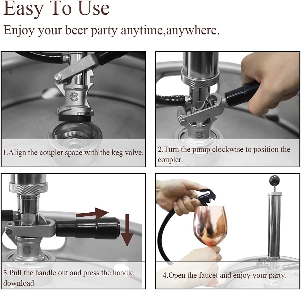 Beer Party Pump with Picnic Tap 8 inch US Sankey D System Pack of 2 L6456