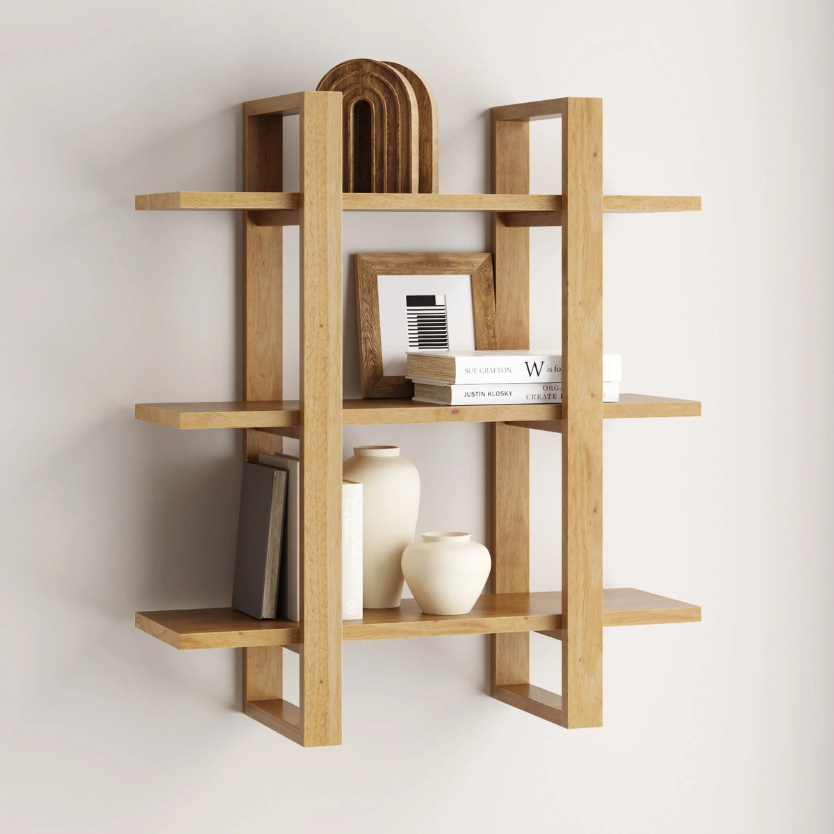 3-Tier Solid Wood Wall Book Shelves G85940