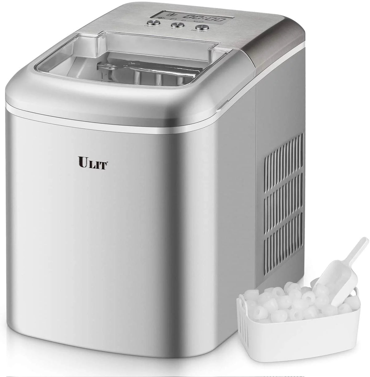 Countertop Ice Maker with Ice Scoop and Basket, Silver V3642