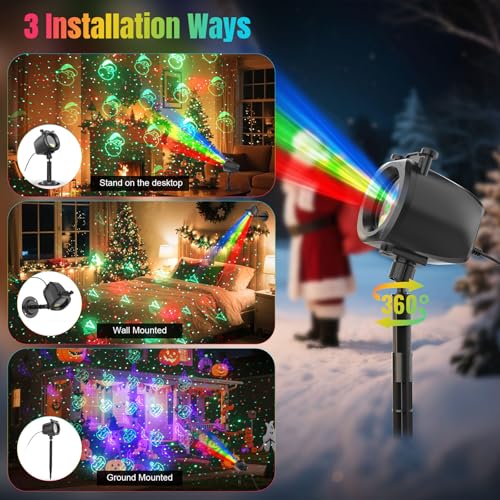Waterproof RGB Laser Projector Lights with RF Remote and Timer L644