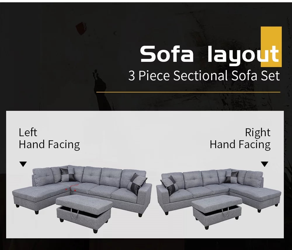 106.5'' Sectional Sofa with Storage Ottoman K1346