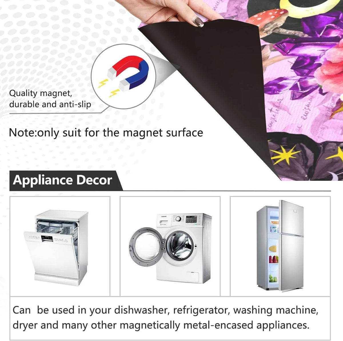 Purple Magnetic Dishwasher Magnet Cover 23 x 26 Inch Q6033