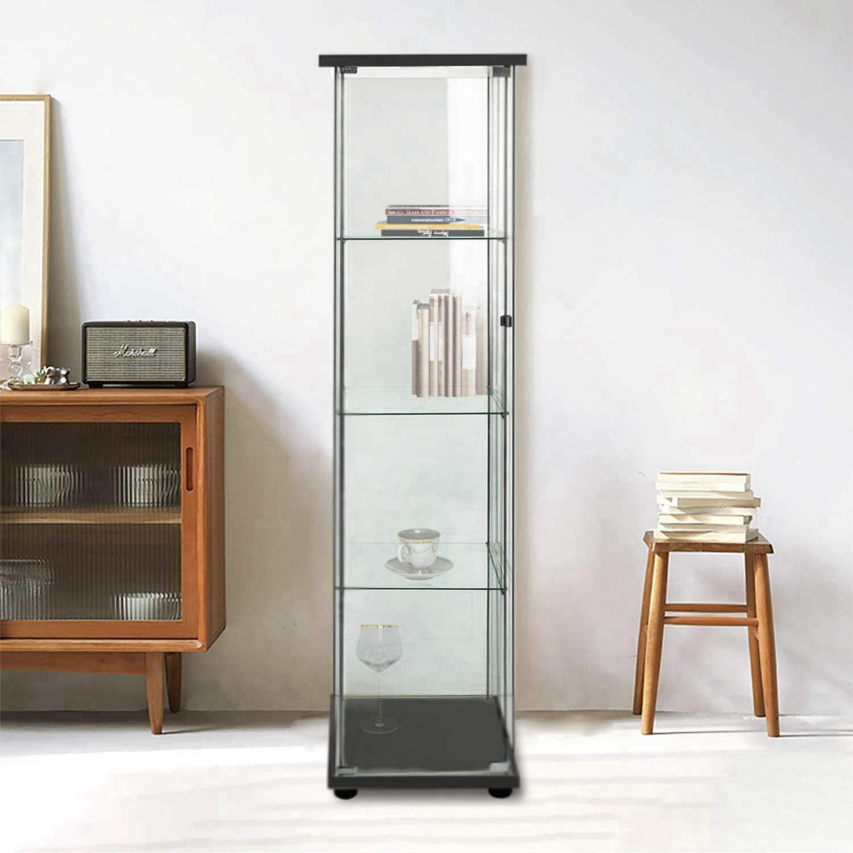 Glass-Door 4-Shelf Curio Cabinet L2994