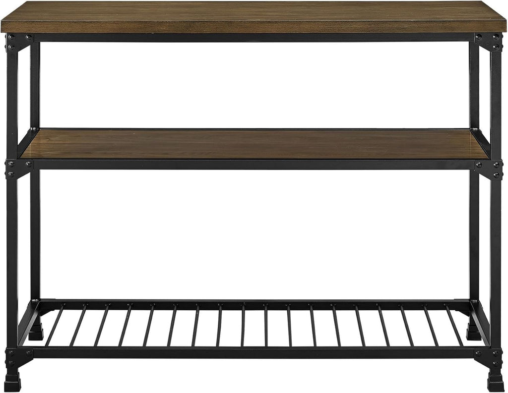 Rustic Antique Oak Black Multifunction Island F1409