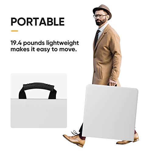 6 ft White Plastic Folding Table with Steel Legs H21848