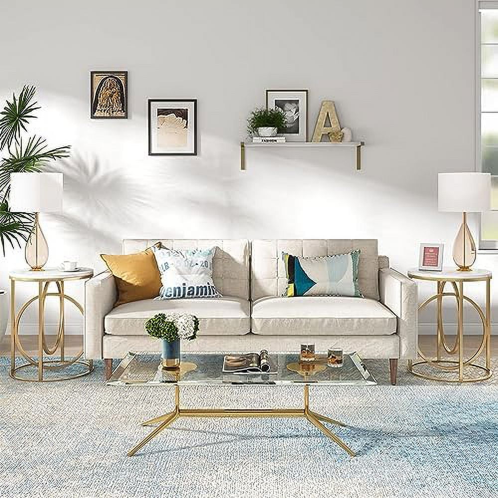 Round End Table Set of Two with Wood Top Q4116
