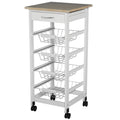 White Wooden Rolling Kitchen Storage Cart R316