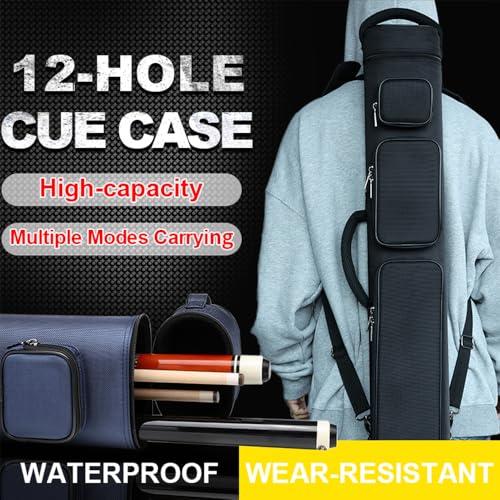 12-Hole Nylon Pool Cue Case, Black/Blue O60349