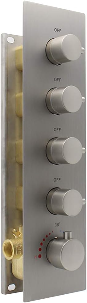 Brass 4 Outlet Thermostatic Shower Diverter Mixer Valve with Round Knobs in Chrome U570116