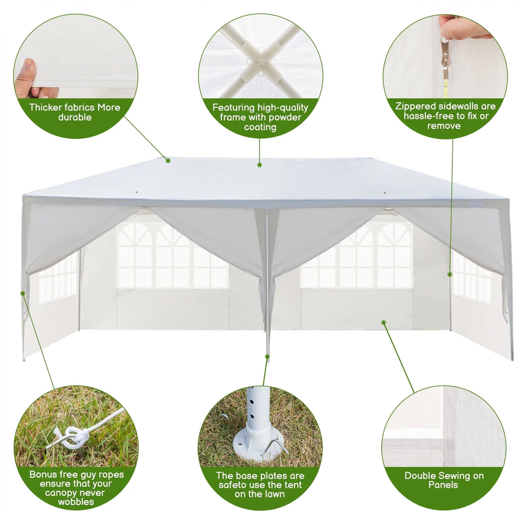 10'x 20' White Party Tent with Sides Q6384