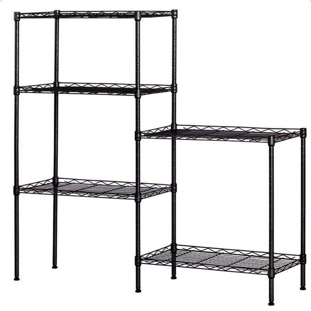 5 Tier Black Steel Wire Shelving Storage Rack I600