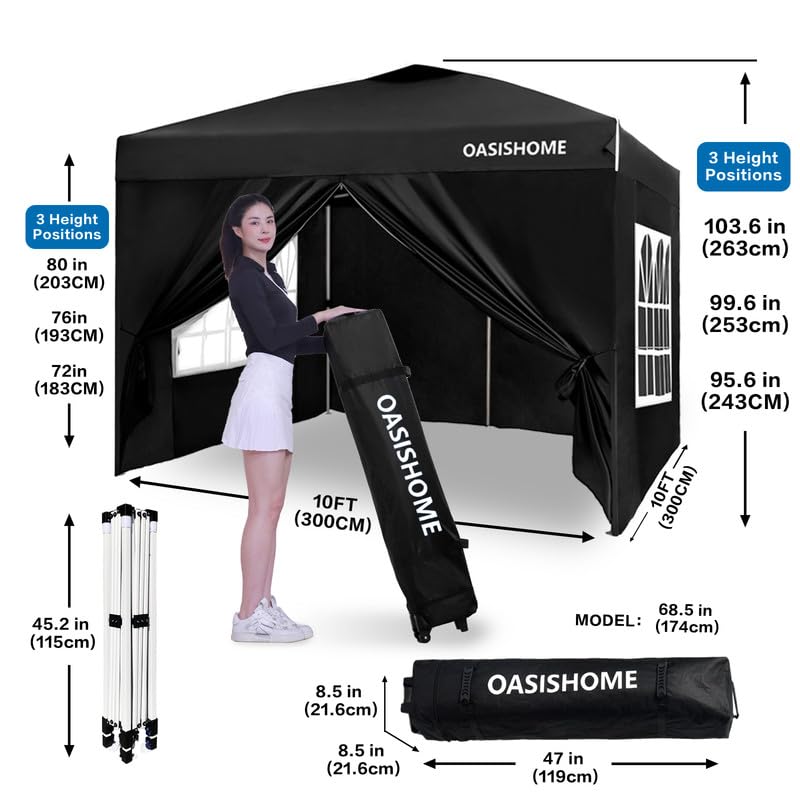 10'x10' Black Portable Canopy Tent with 4 Sidewalls E953013