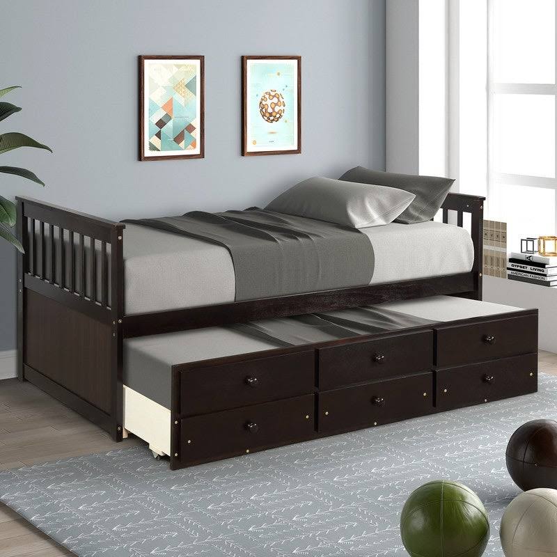 Twin Bed with Trundle and Storage Drawers E11755
