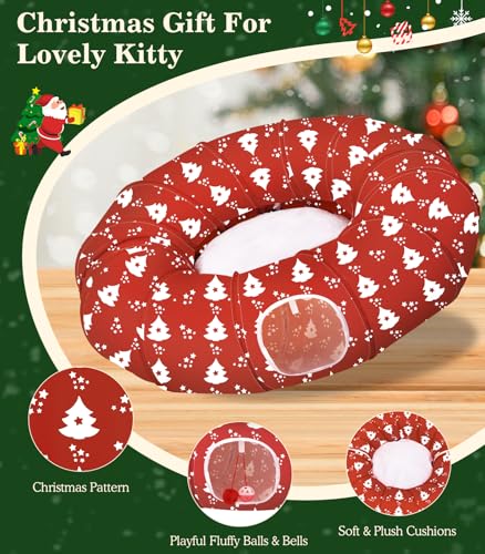 Cat Tunnel Christmas Sock with Bell Balls V70248