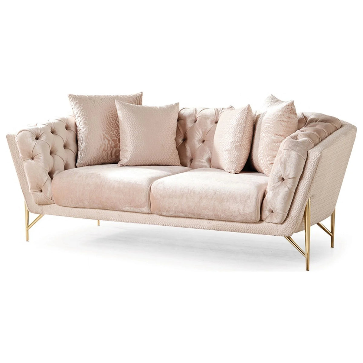 2 Pc Beige Wood Living Room Set A52904