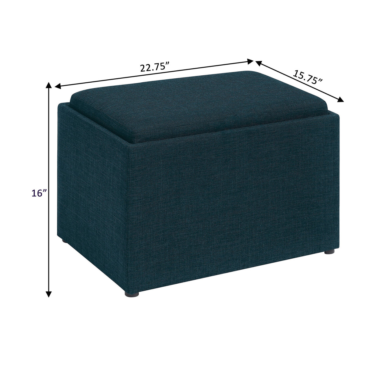 Dark Blue Fabric Storage Ottoman with Reversible Tray O428