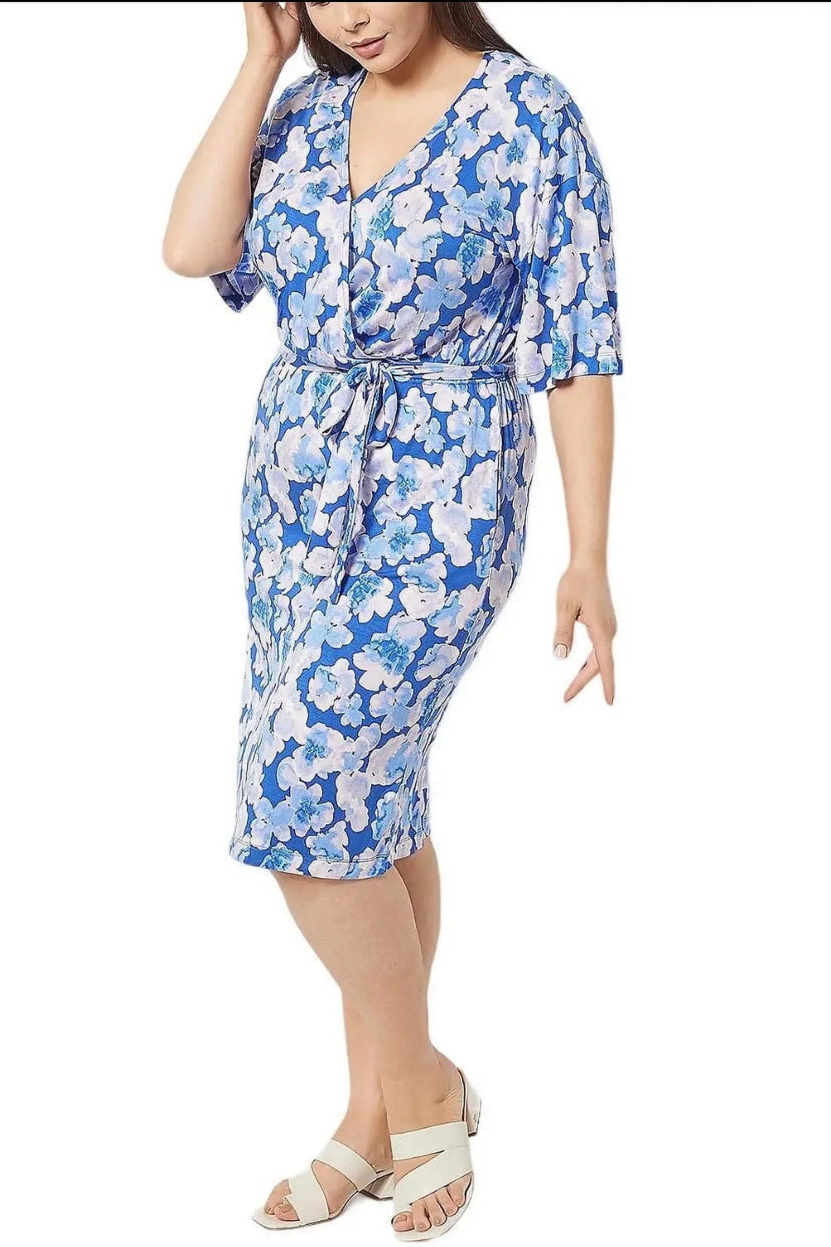 Knit Floral Wrap Dress U611