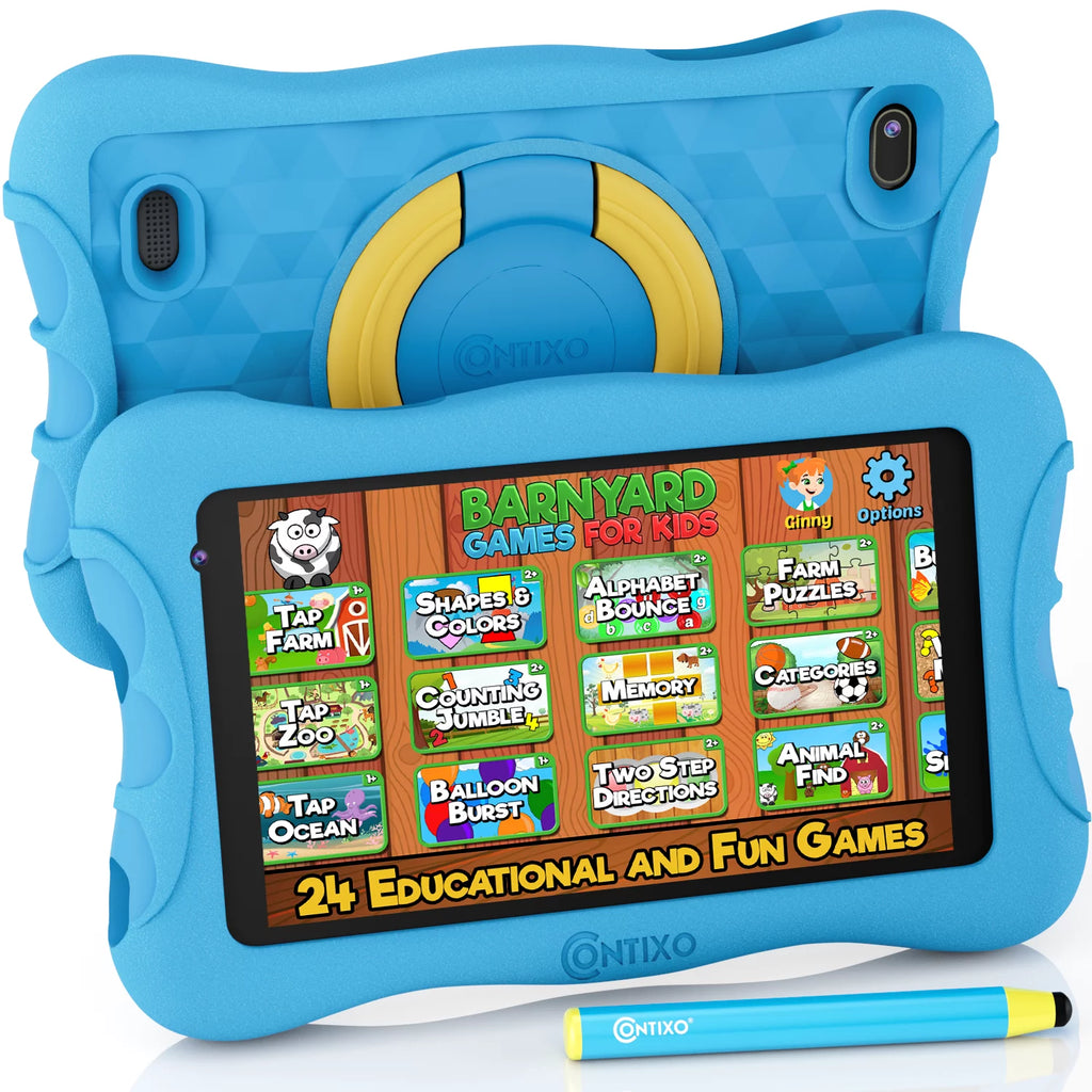 7 inch Kids Learning Tablet with Headphone Blue Set Z612