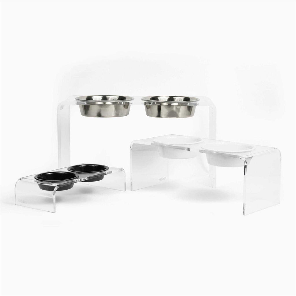 Large Clear Double Bowl Pet Feeder J5647