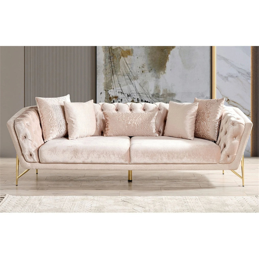 2 Pc Beige Wood Living Room Set A52904