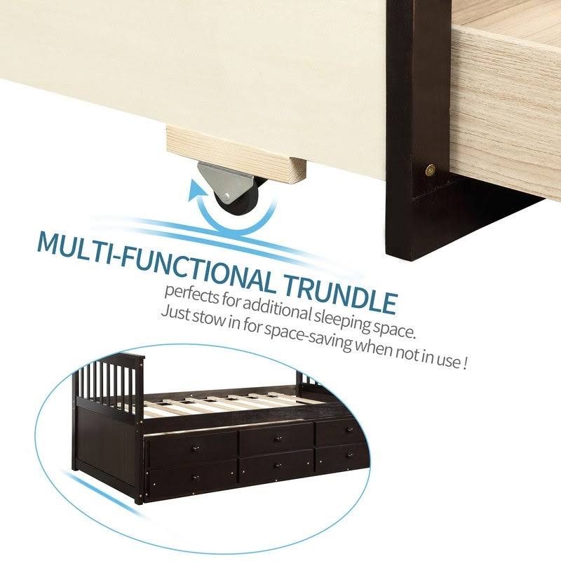 Twin Bed with Trundle and Storage Drawers E11755
