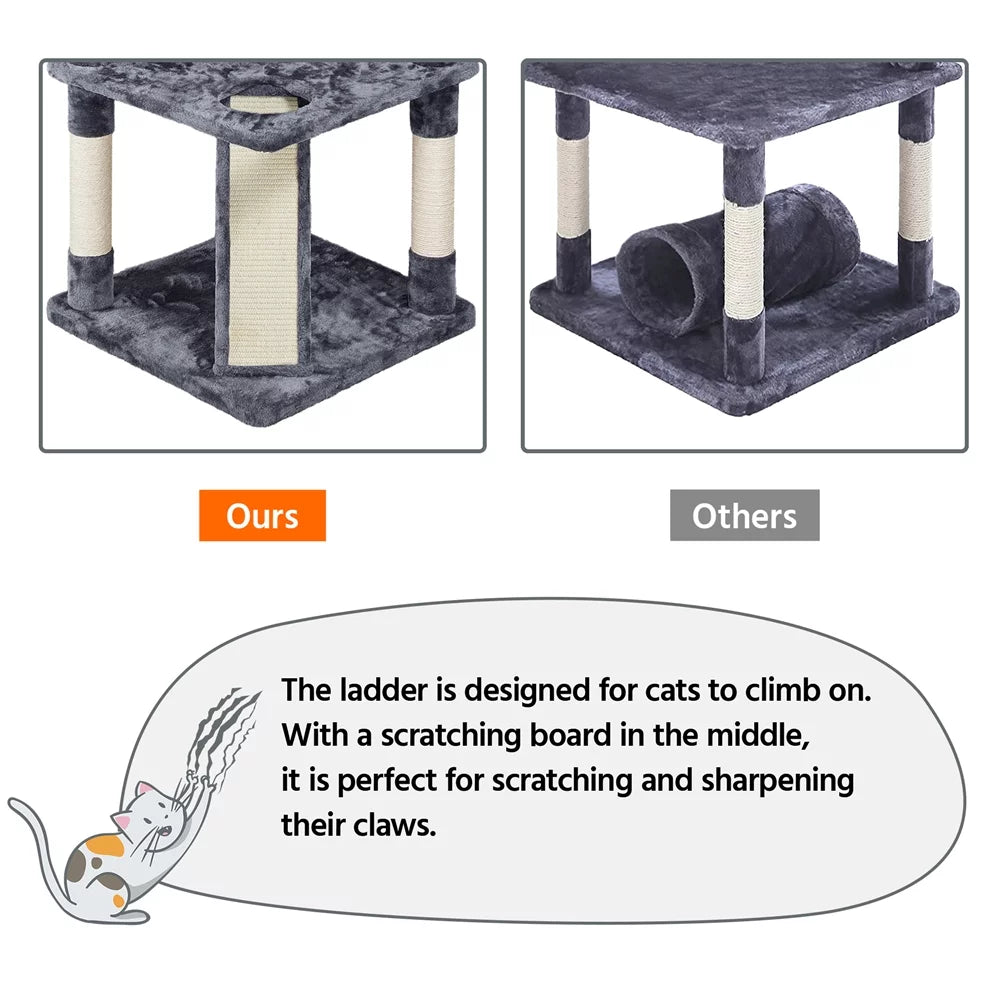 69'' Dark Gray Cat Tree Tower with 2 Condos and Scratching Post P115958