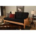 Natural Futon Frame with Suede Black Mattress - Full Size D4432