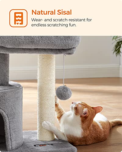 Light Gray Cat Tree Tower with Sisal Scratching Post G697292