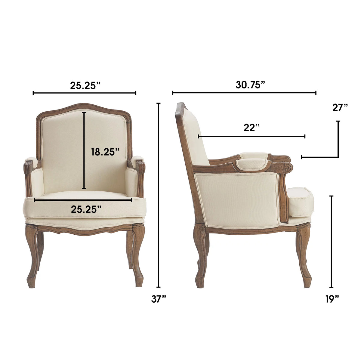 Cream Upholstered Accent Armchair T1398
