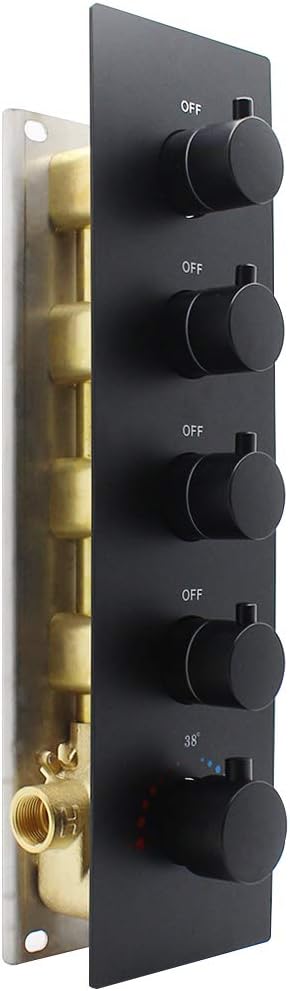 Brass 4 Outlet Thermostatic Shower Diverter Mixer Valve with Round Knobs in Chrome U570116