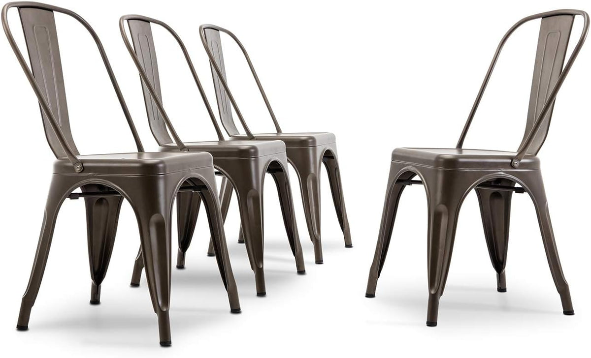 Stackable Metal Dining Chairs Set of 4 Red B339244
