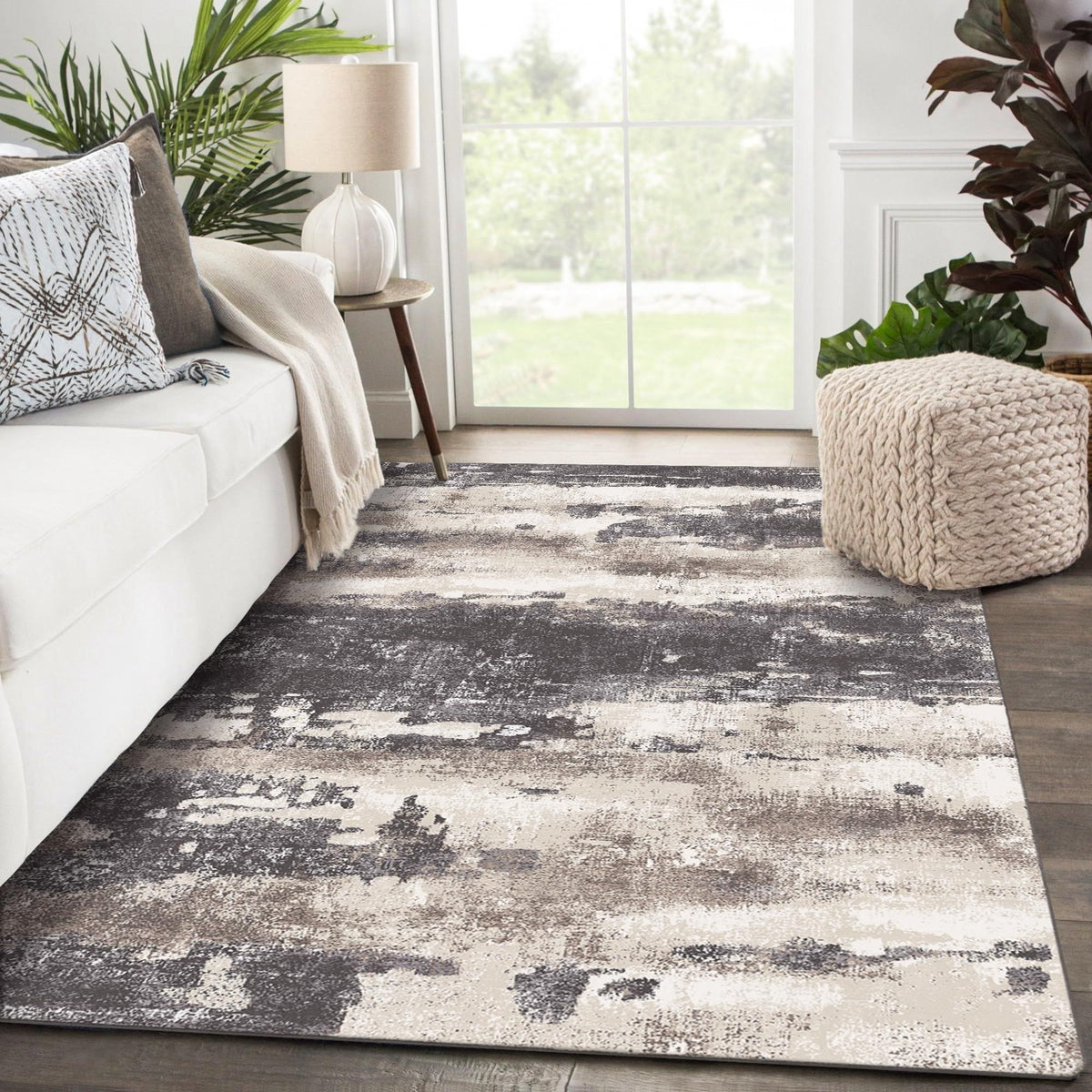 5x7 Abstract Machine Washable Area Rug S829