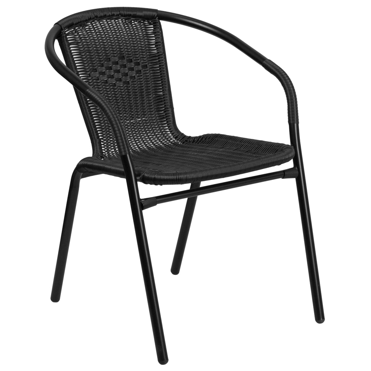 28'' Square Glass Metal Table with Black Rattan Edging N757