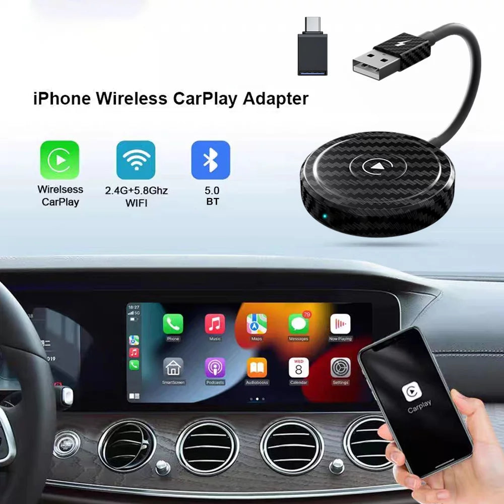 Car Adapter for Apple Cell Phone Carplay Wired to Wireless Smart Box N5169