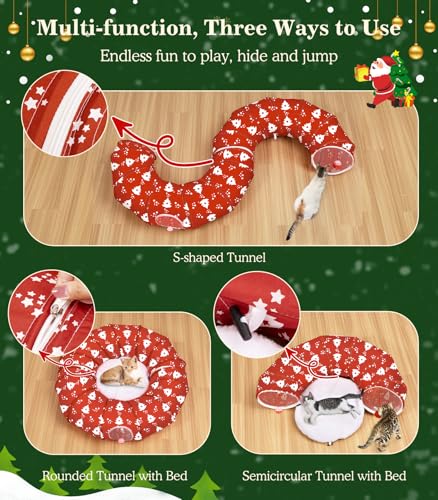 Cat Tunnel Christmas Sock with Bell Balls V70248