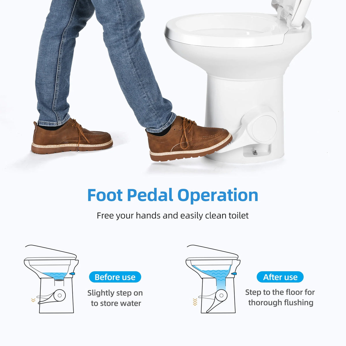 Portable RV Toilet with Pedal Flush White B14703