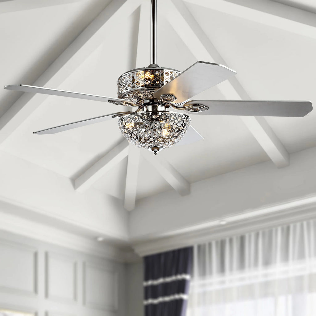52" 6-Light Metal Wood LED Ceiling Fan J3468
