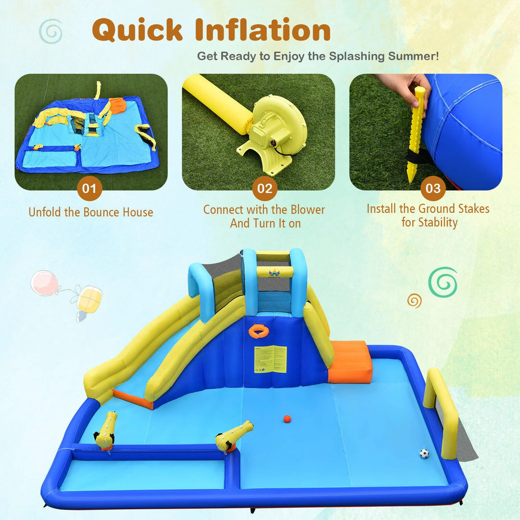 Inflatable Water Slide Bounce House Splash Pool with Blower P652