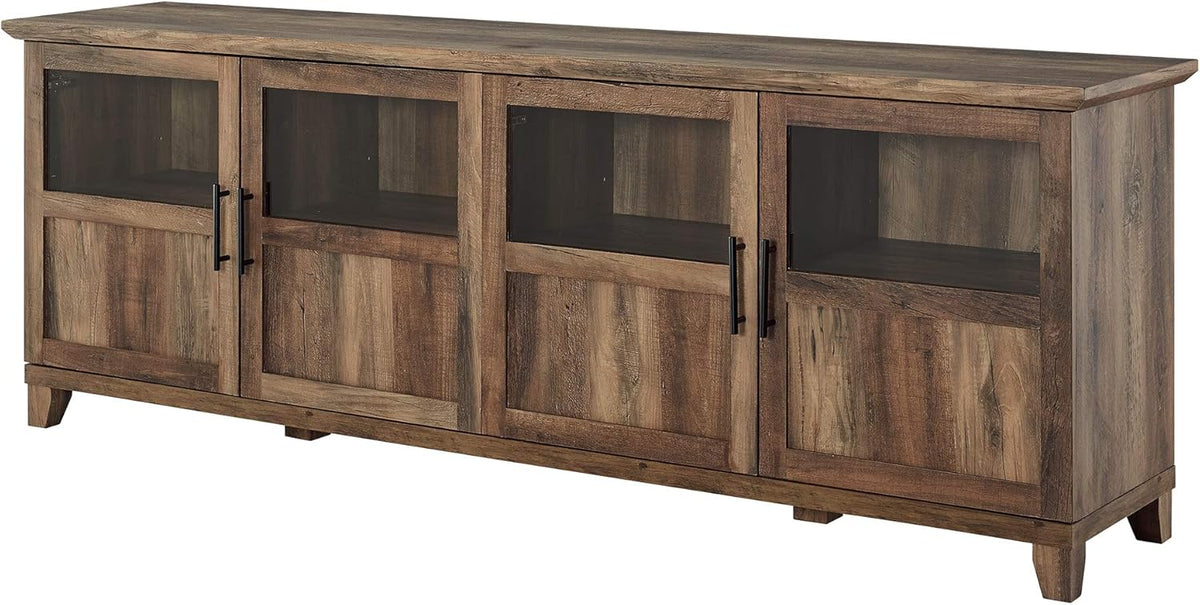 70 Inch Rustic Oak Glass and Wood TV Stand D229