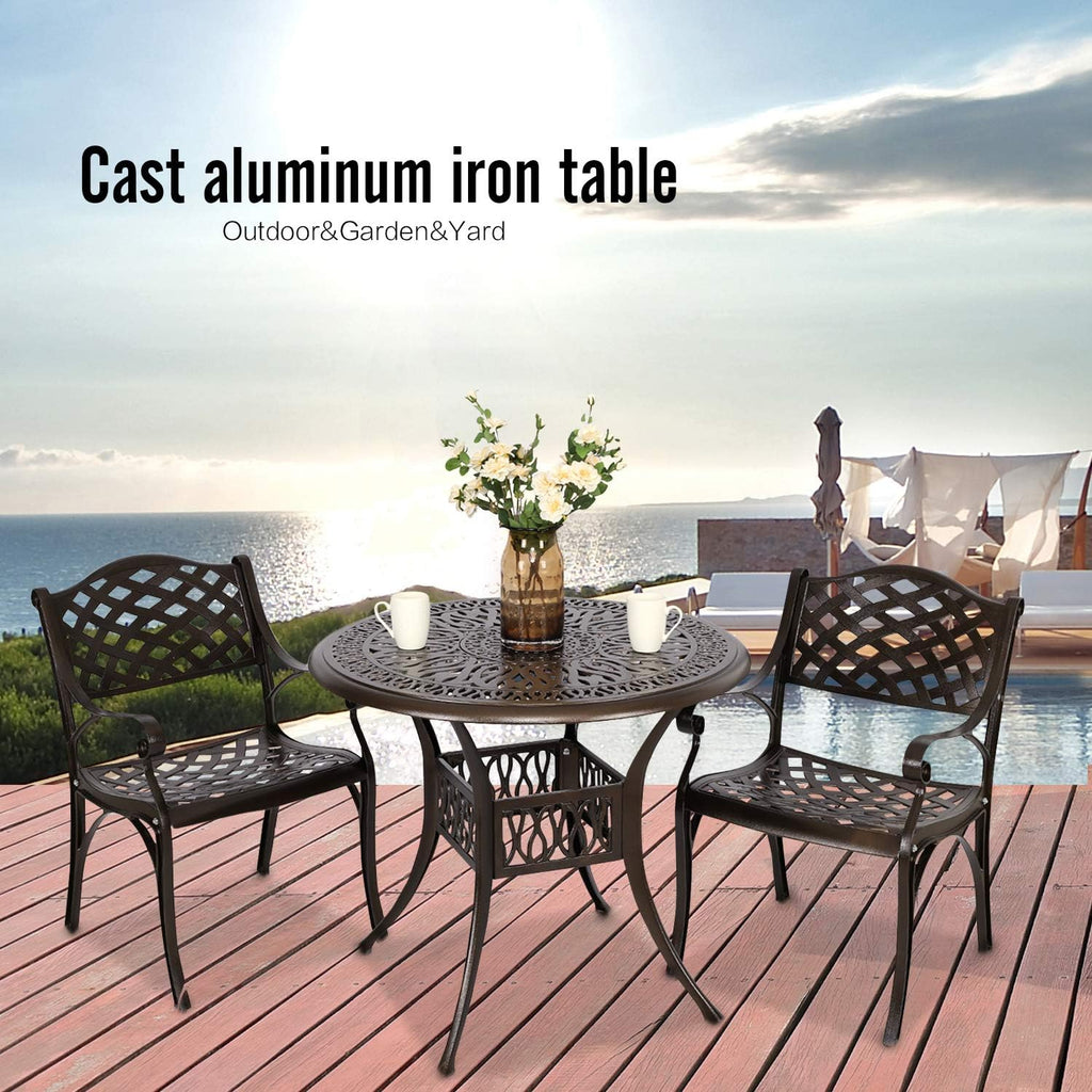 2 Piece Cast Aluminum Bistro Dining Chair Set Antique Bronze B648