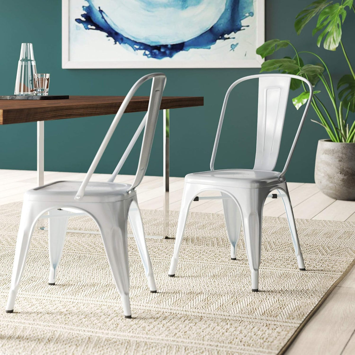 Stackable Metal Dining Chairs Set of 4 Red B339244