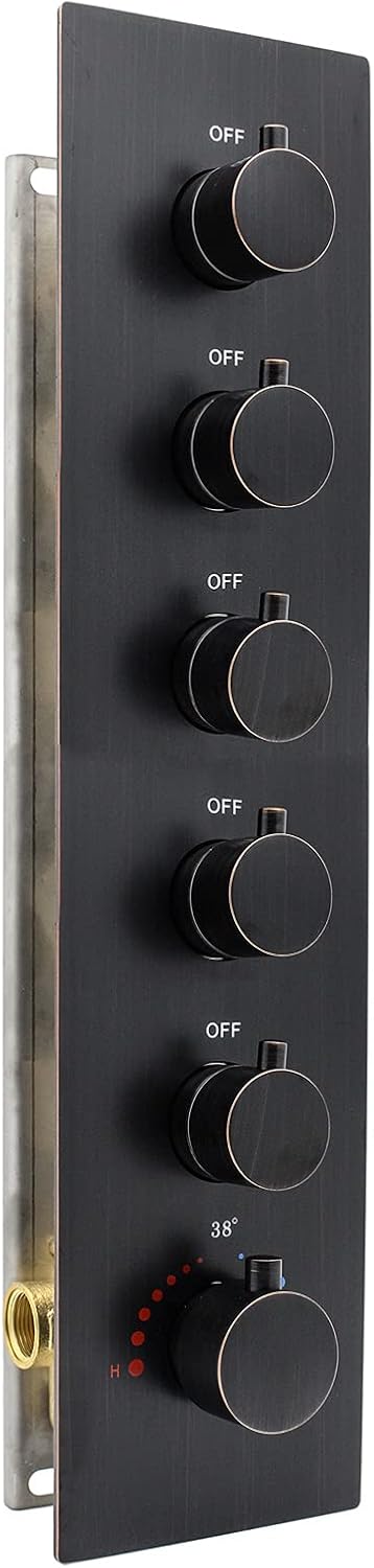 Brass 4 Outlet Thermostatic Shower Diverter Mixer Valve with Round Knobs in Chrome U570116