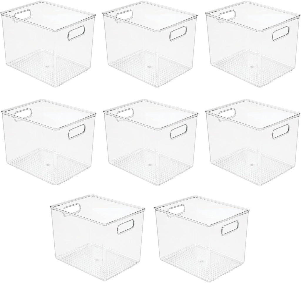 Clear 8 Pack Plastic Storage Organizer Bin Basket with Handle T64464